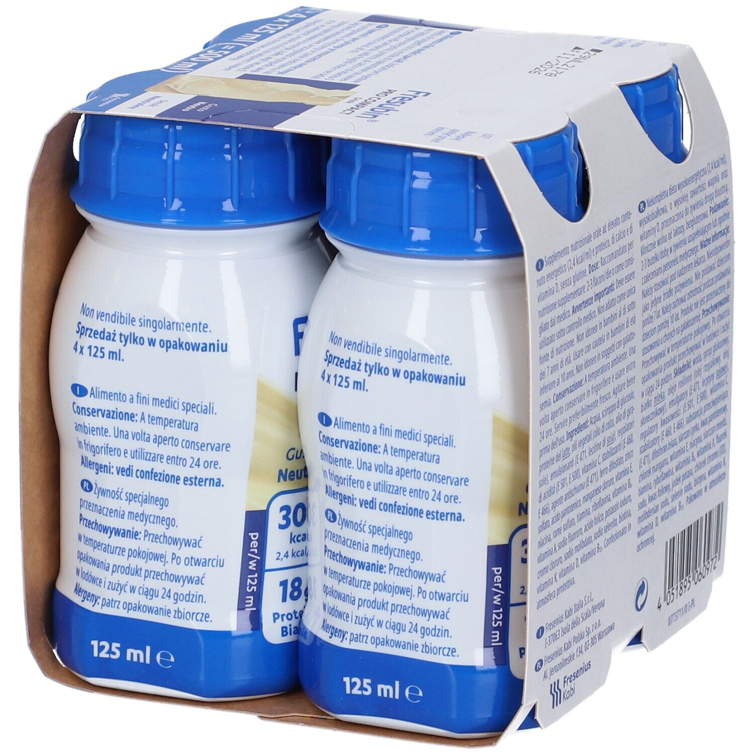 Fresubin Pro Compact Drink: Confezione con 4x 125ml bottiglie. Nota: Non vendibile singolarmente.