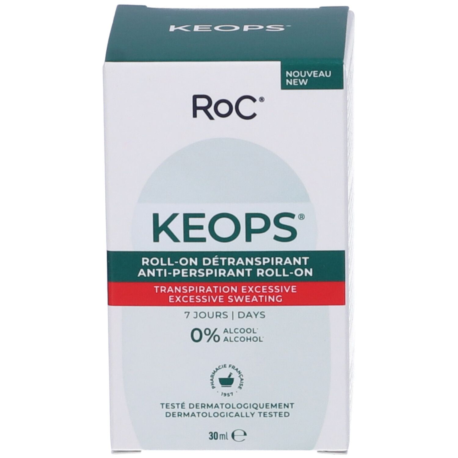 RoC KEOPS Roll-on antitraspirante per sudorazione eccessiva, 0% alcol, 30ml.