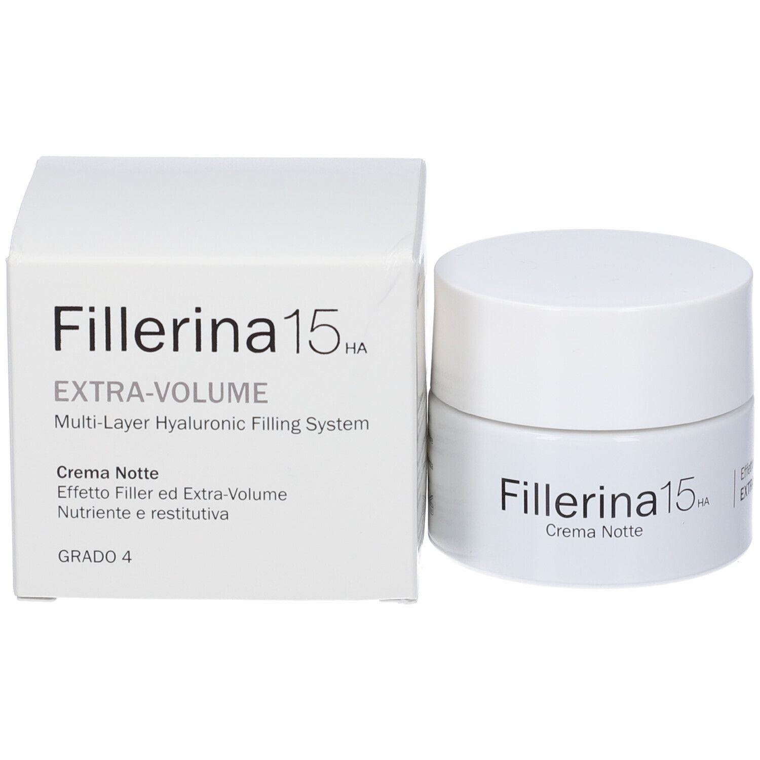 Fillerina 15 HA Extra-Volume Crema, 50 ml, vasetto e scatola.