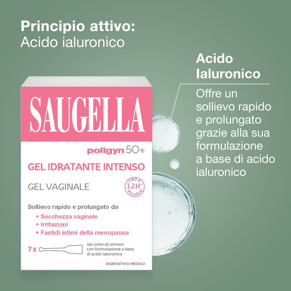 Saugella Polygyn 50+ Gel Idratante Intenso: Formula con acido ialuronico per sollievo rapido e prolungato.