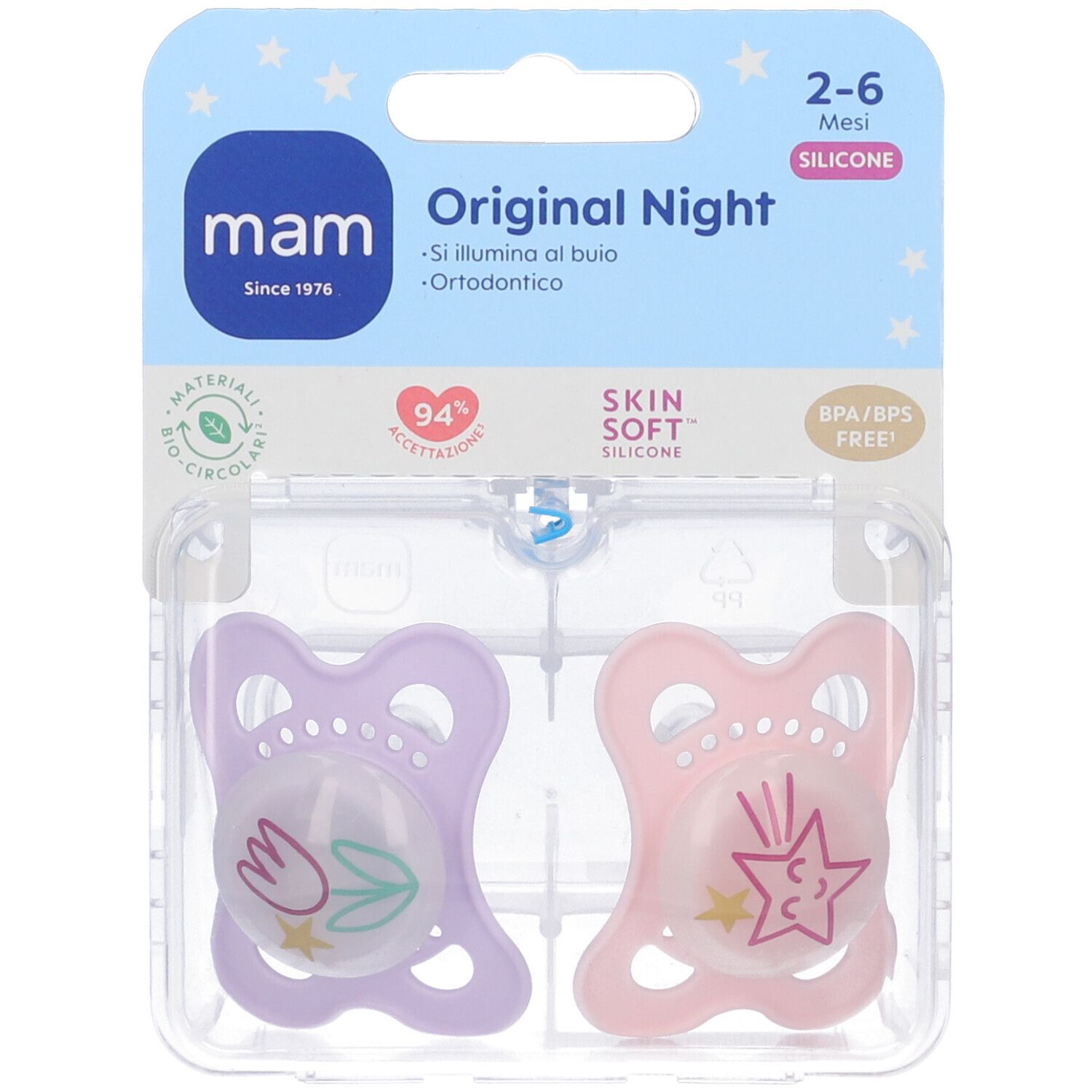 Mam Original Night Succhietti Ortodontici 2-6 Mesi 2 Pezzi