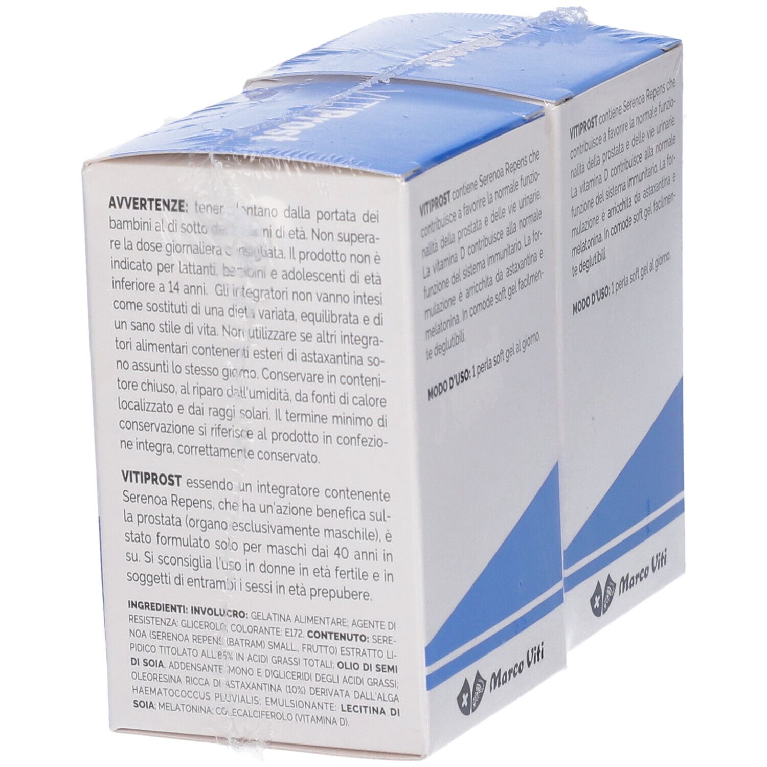 Due confezioni di un integratore alimentare con ashwagandha.