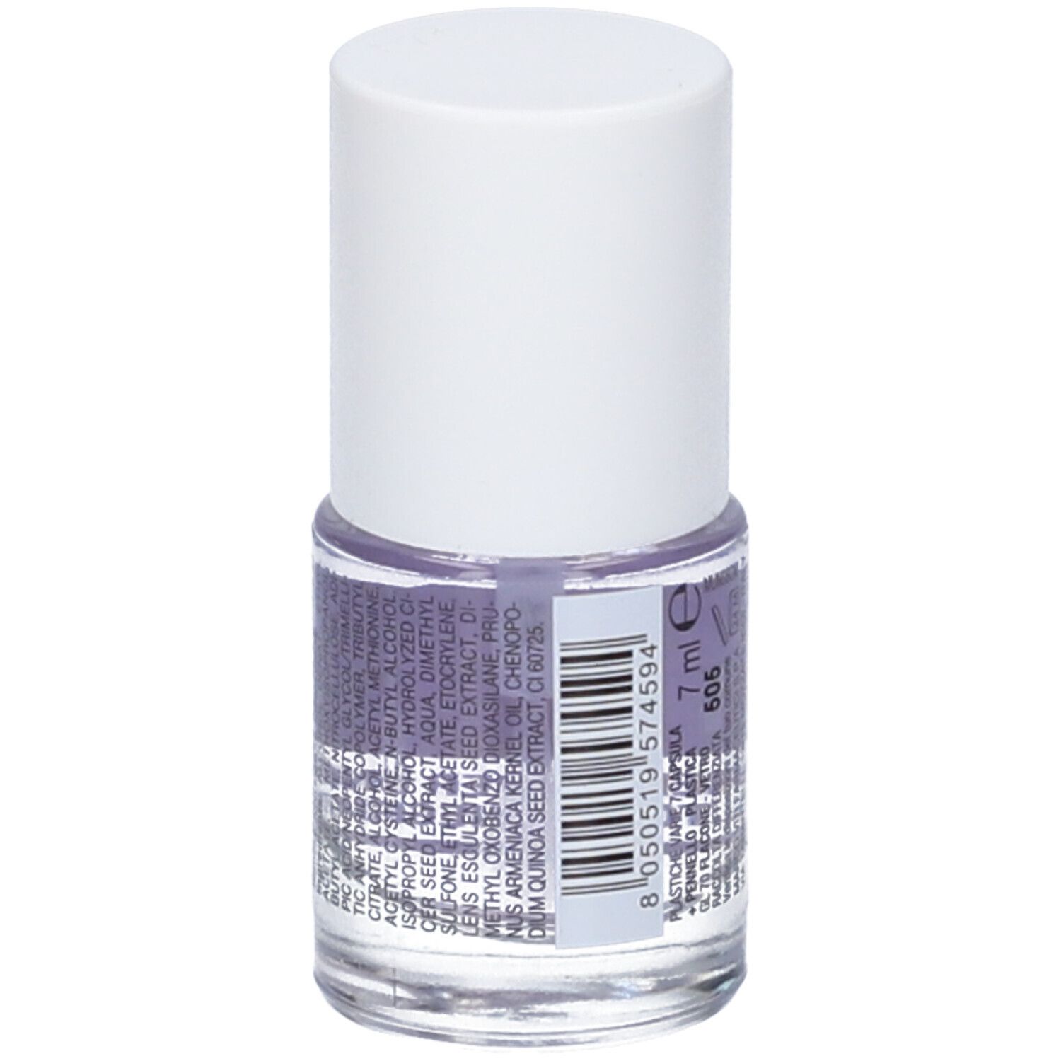Flacone con tappo bianco. Scritta: UNGHIASIL MIMIC PHYTO KERATIN. Retro con ingredienti e 7 ml.