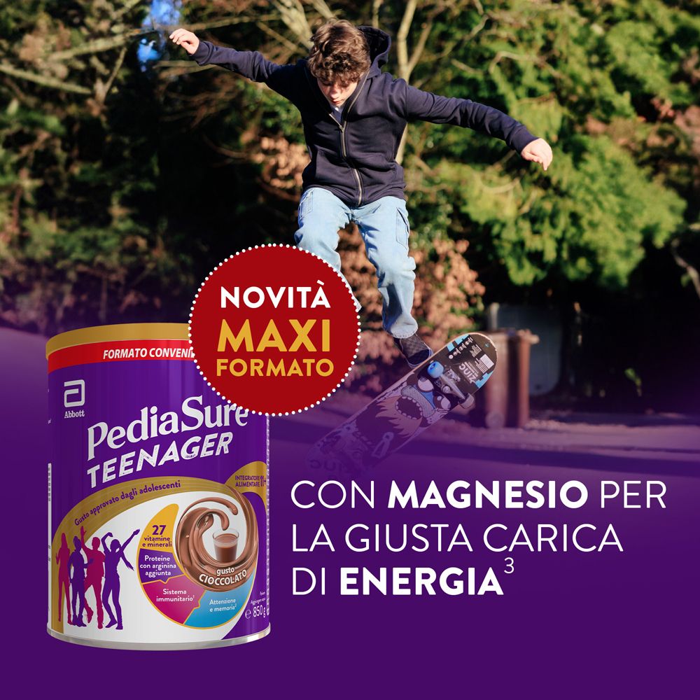 Lattina PediaSure Teenager gusto cioccolato, formato maxi.