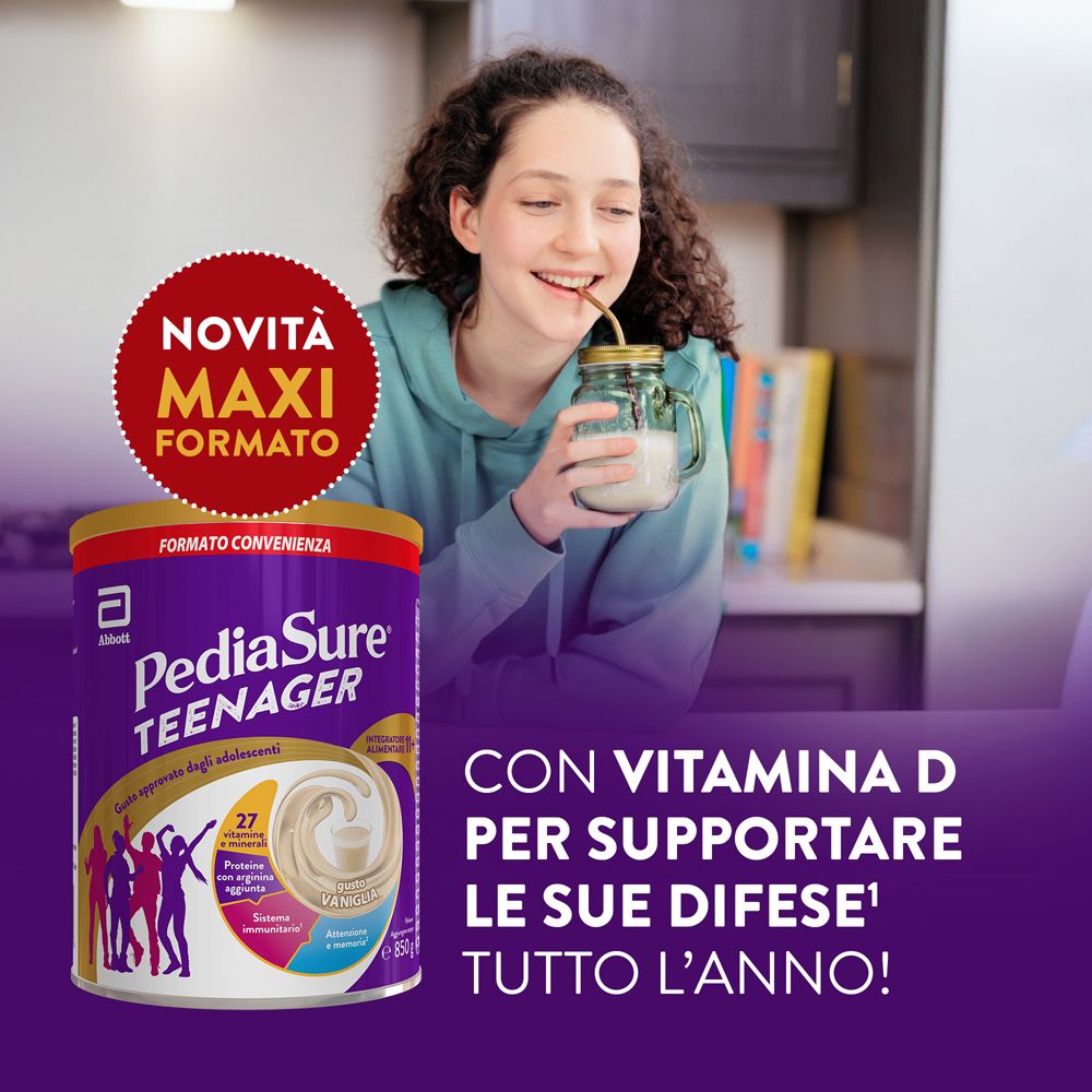 PediaSure Teenager formato maxi in lattina con vitamina D per supportare le difese.