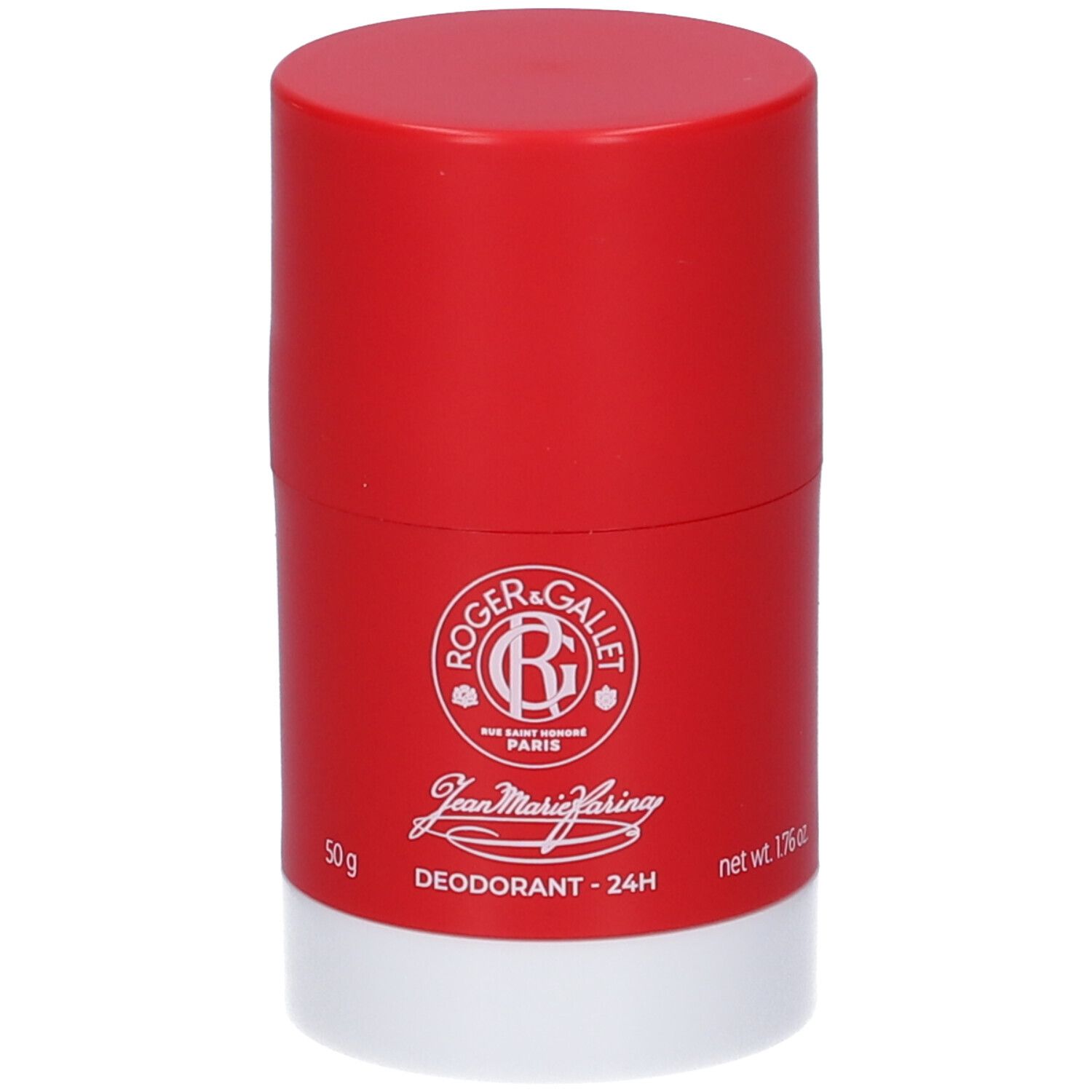 Deodorante stick Roger & Gallet rosso, 50g, profumazione Jean Marie Farina.
