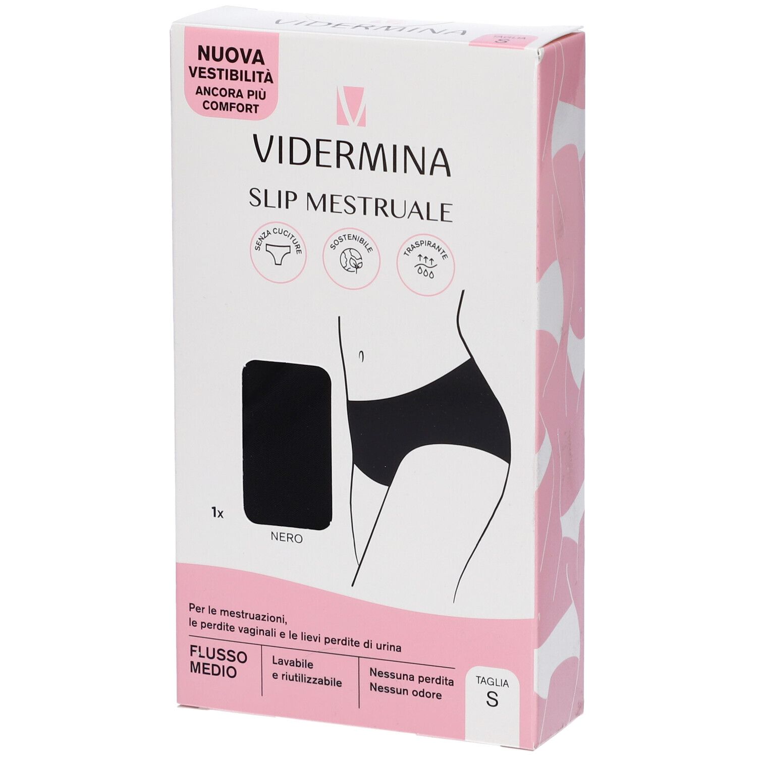 Vidermina Slip Mestruale Alto Colore Nero Taglia S