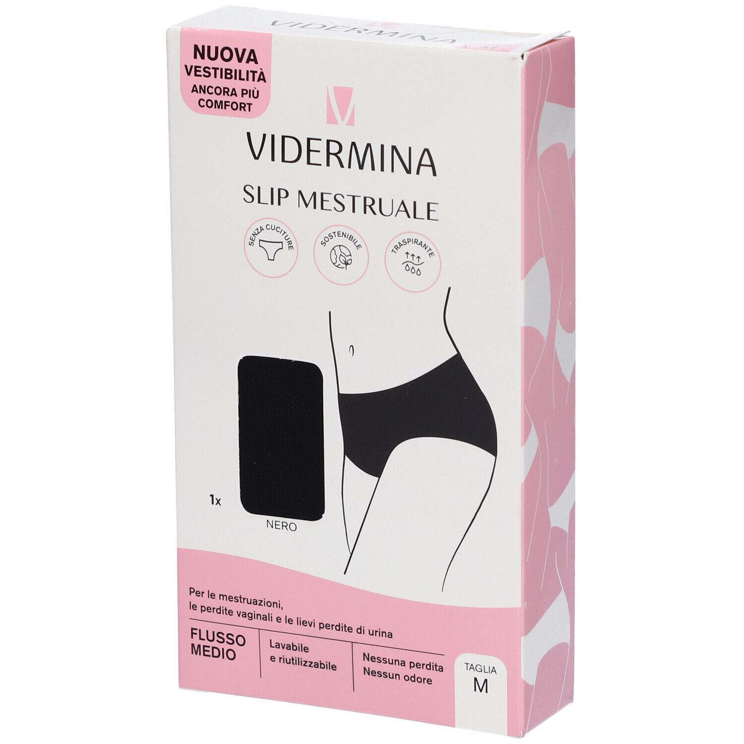 Vidermina Slip Mestruale Alto Colore Nero Taglia M