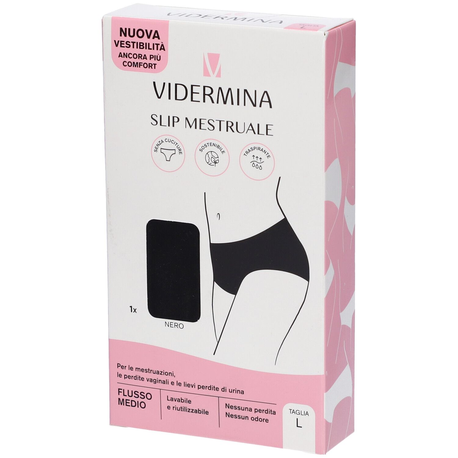 Vidermina Slip Mestruale Alto Colore Nero Taglia L
