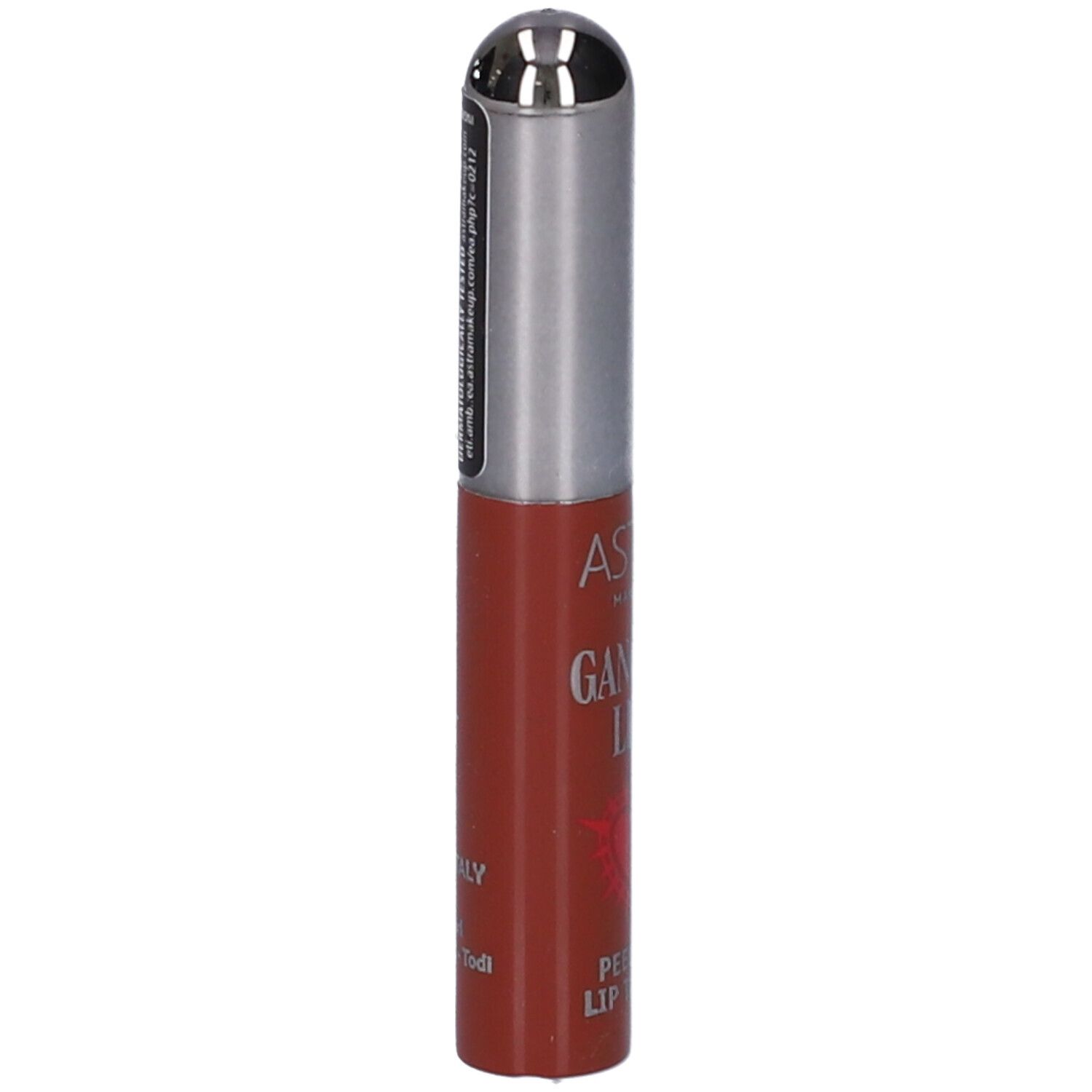 Astor Ganza Lip Pen marrone. Applicatore argentato con cappuccio argentato.
