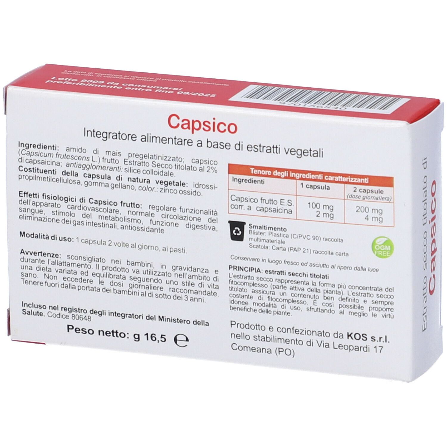 KOS Capsico Estratto Secco Capsule