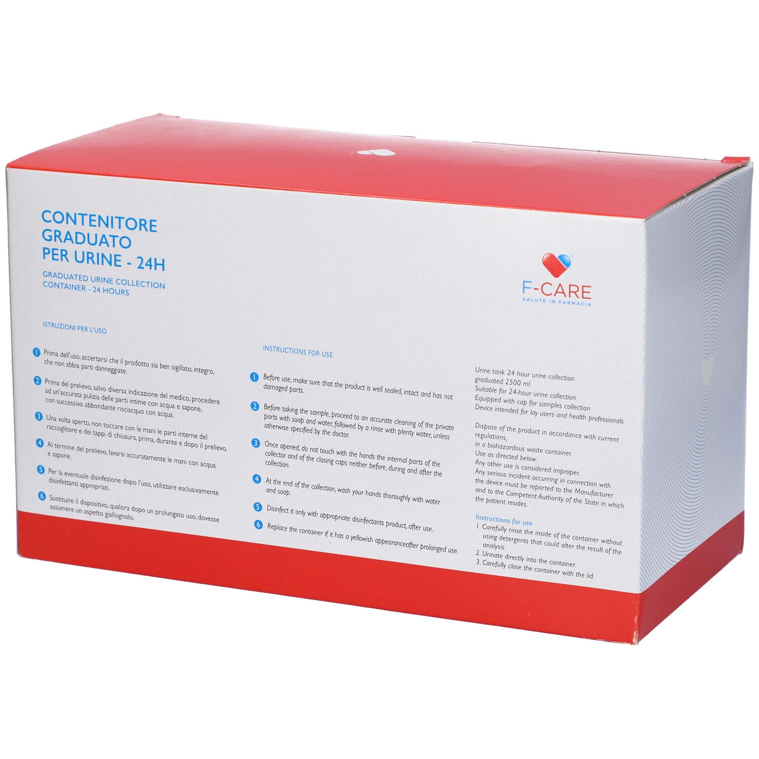 Contenitore F-Care Per La Raccolta Urina 24 Ore 2500 Ml