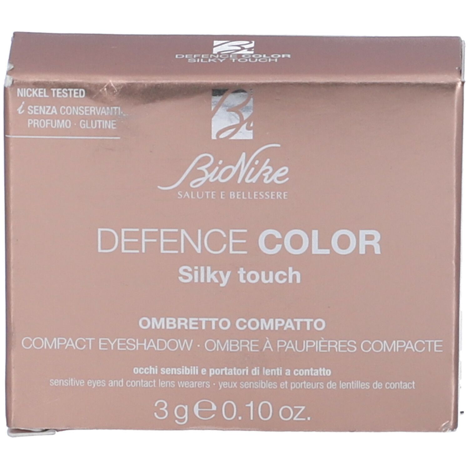 Confezione ombretto. Oro rosa con testo: Defence Color, Ombretto Compatto, 3 g.