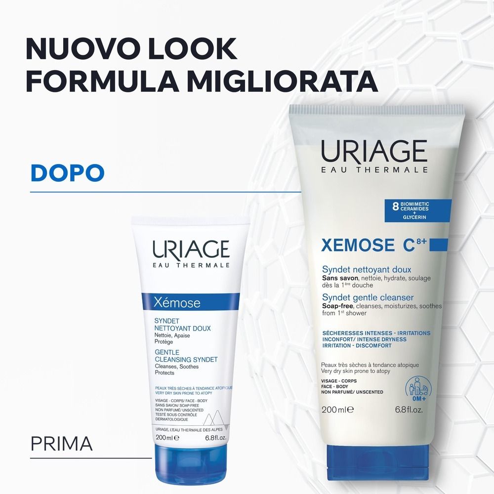 Confronto prima-dopo: vecchio e nuovo tubo. Testo: 'NUOVO LOOK FORMULA MIGLIORATA'.