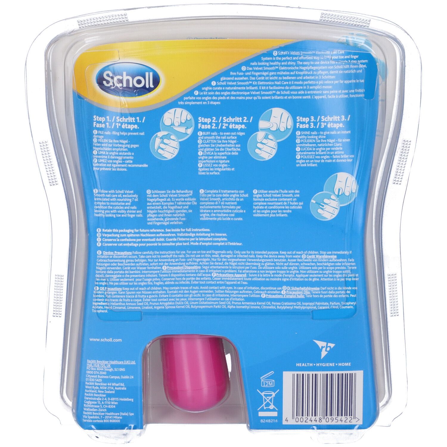 Velvet Smooth Nail Care Kit Elettronico Rosa