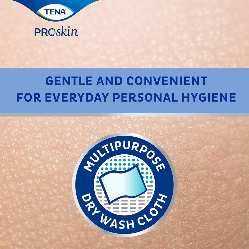 Primo piano della pelle. Testo: Gentle and convenient for everyday personal hygiene. Logo.