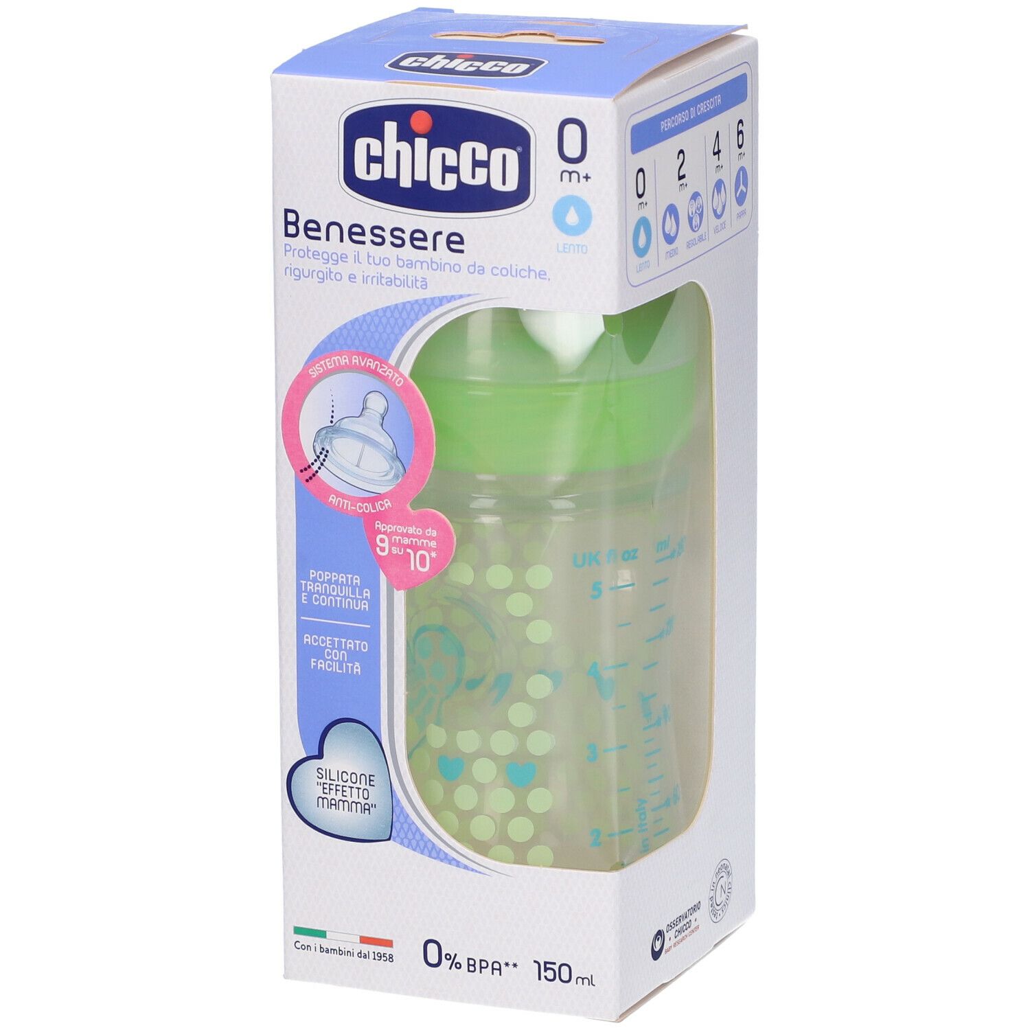 Chicco Biberon Benessere Silicone Giallo