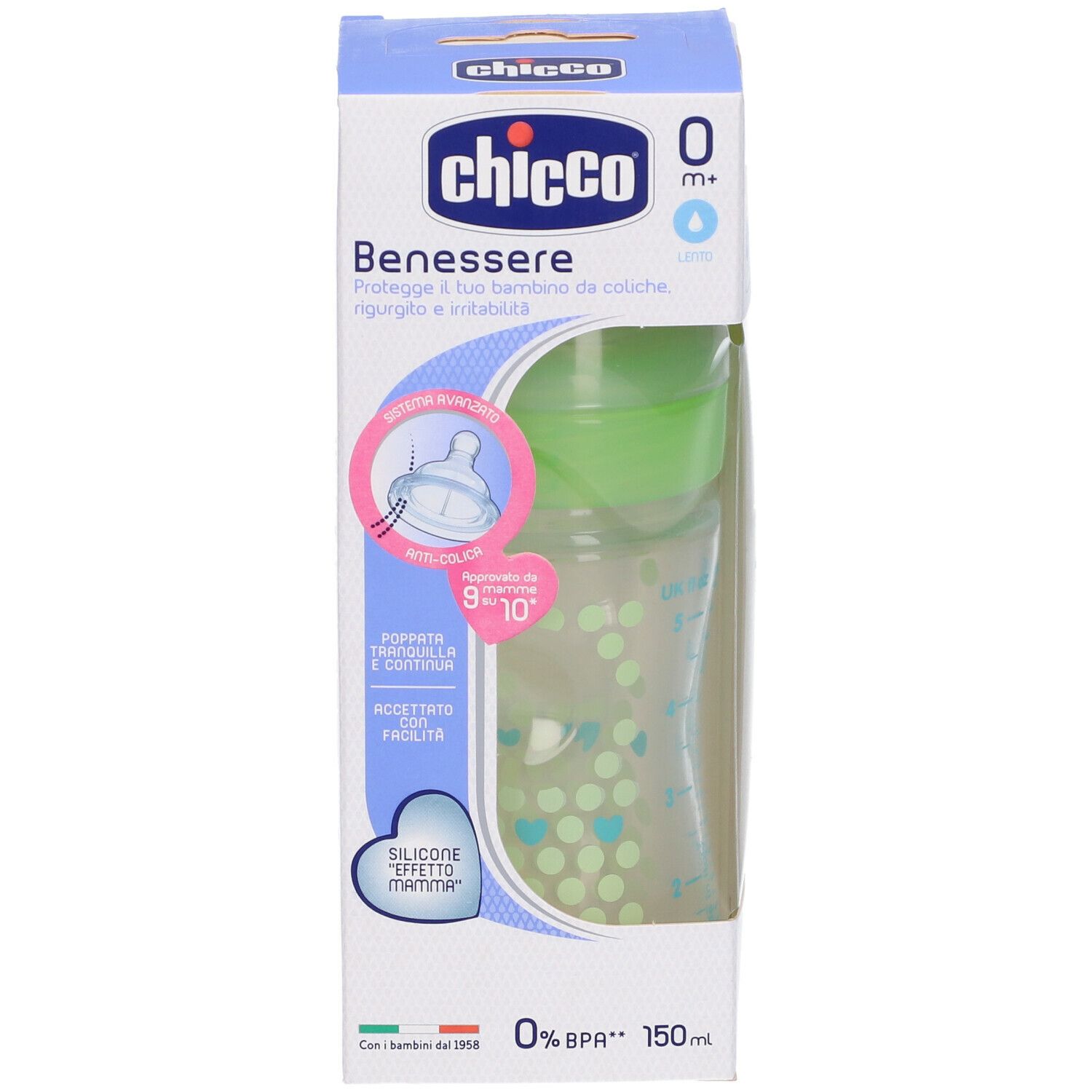 Chicco Biberon Benessere Silicone Giallo