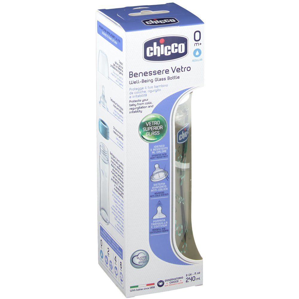 Chicco® Biberon Benessere Vetro 0m+ Silicone 1 pz