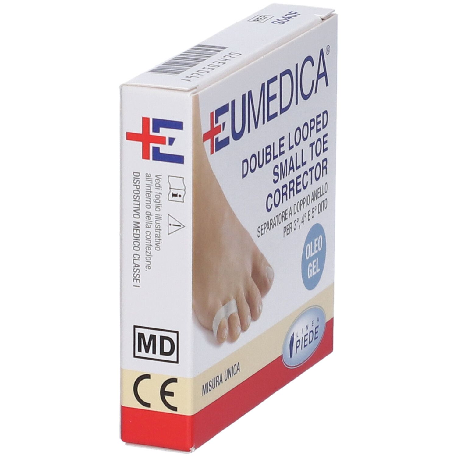 Confezione di correttore per dita. Doppio anello, per il mignolo. Marchio EUMEDICA. Marchio CE.