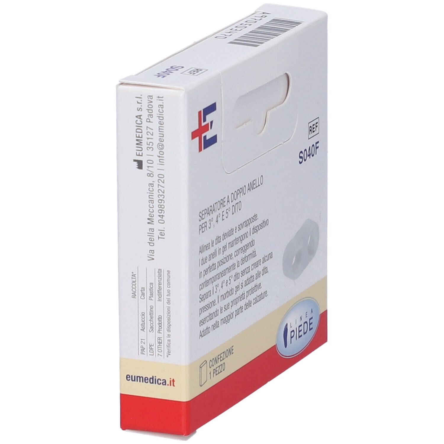 Confezione di correttore per dita. Doppio anello, per il mignolo. REF S040F. Indirizzo del produttore.