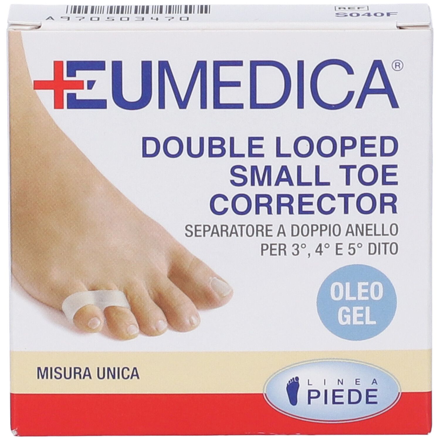 Confezione di correttore per dita. Doppio anello, per il mignolo. Marchio EUMEDICA. Misura Unica. OLEO GEL.
