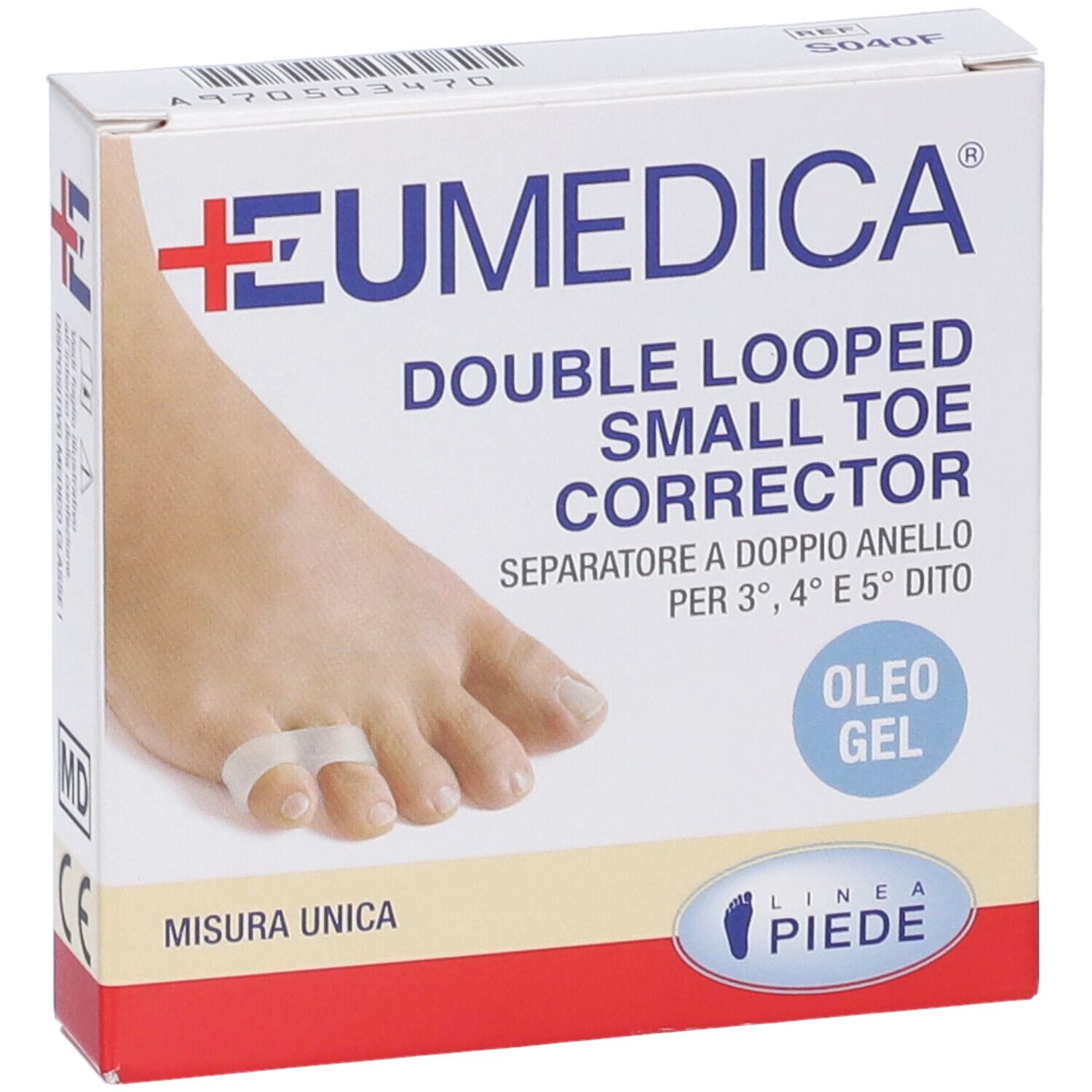 Confezione di correttore per dita. Doppio anello, per il mignolo. Marchio EUMEDICA. Misura Unica. OLEO GEL.