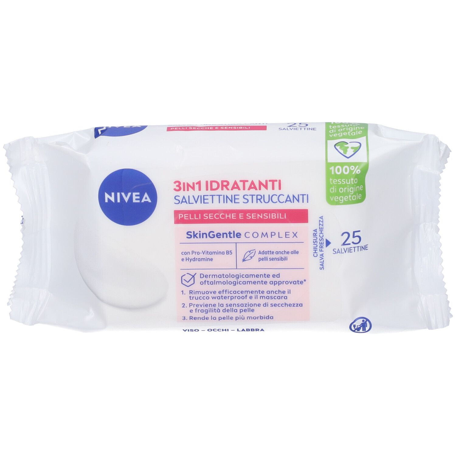 Nivea Salviettine Struccanti 3in1 Idratanti 25 Pezzi, Salviette struccanti per pelli secche