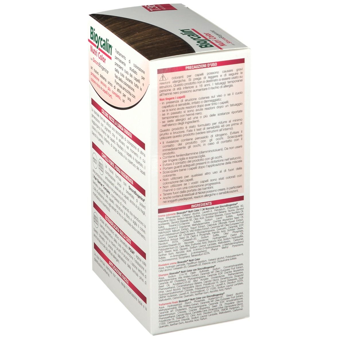 Confezione Bioscalin Nutri Color 7.36 Nocciola, ulteriori informazioni e avvertenze.