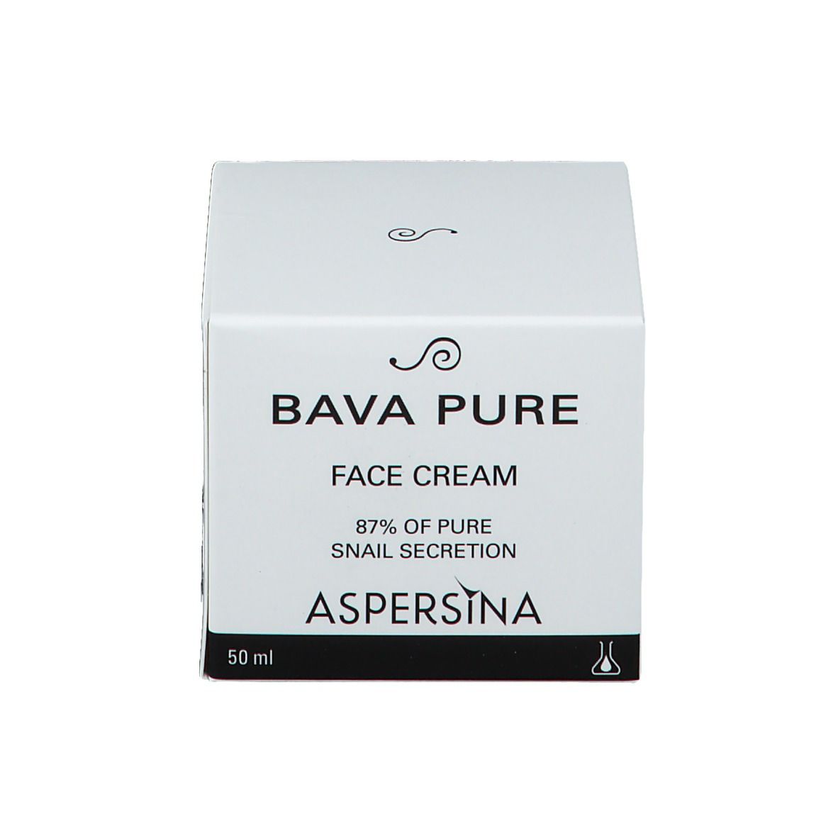 Scatola bianca con scritta: Bava Pure Face Cream, Aspersina, 50 ml.