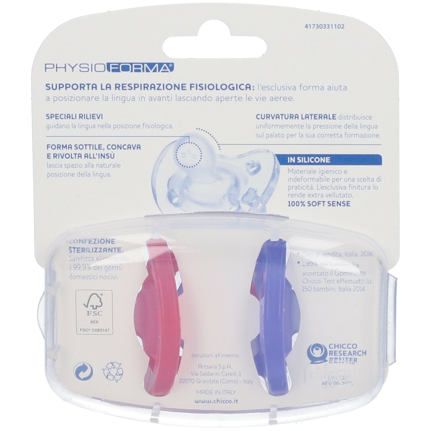 Chicco PhysioForma® Gommotto Bambina 6-16m 2 Pezzi