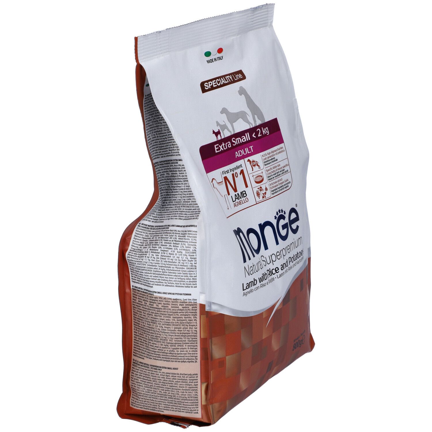 Monge Natural Superpremium Agnello Riso e Patate Cani Adulti Taglia Extra Small