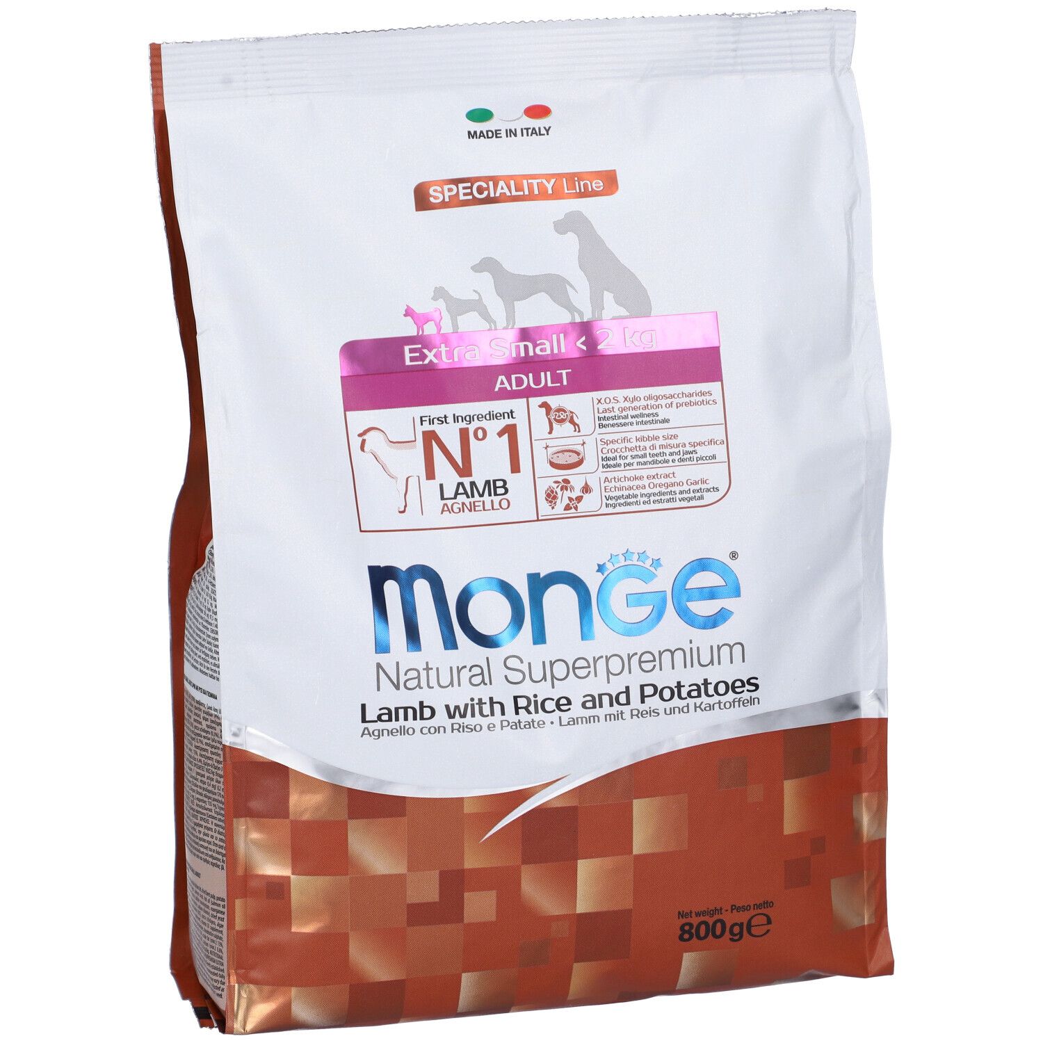 Monge Natural Superpremium Agnello Riso e Patate Cani Adulti Taglia Extra Small