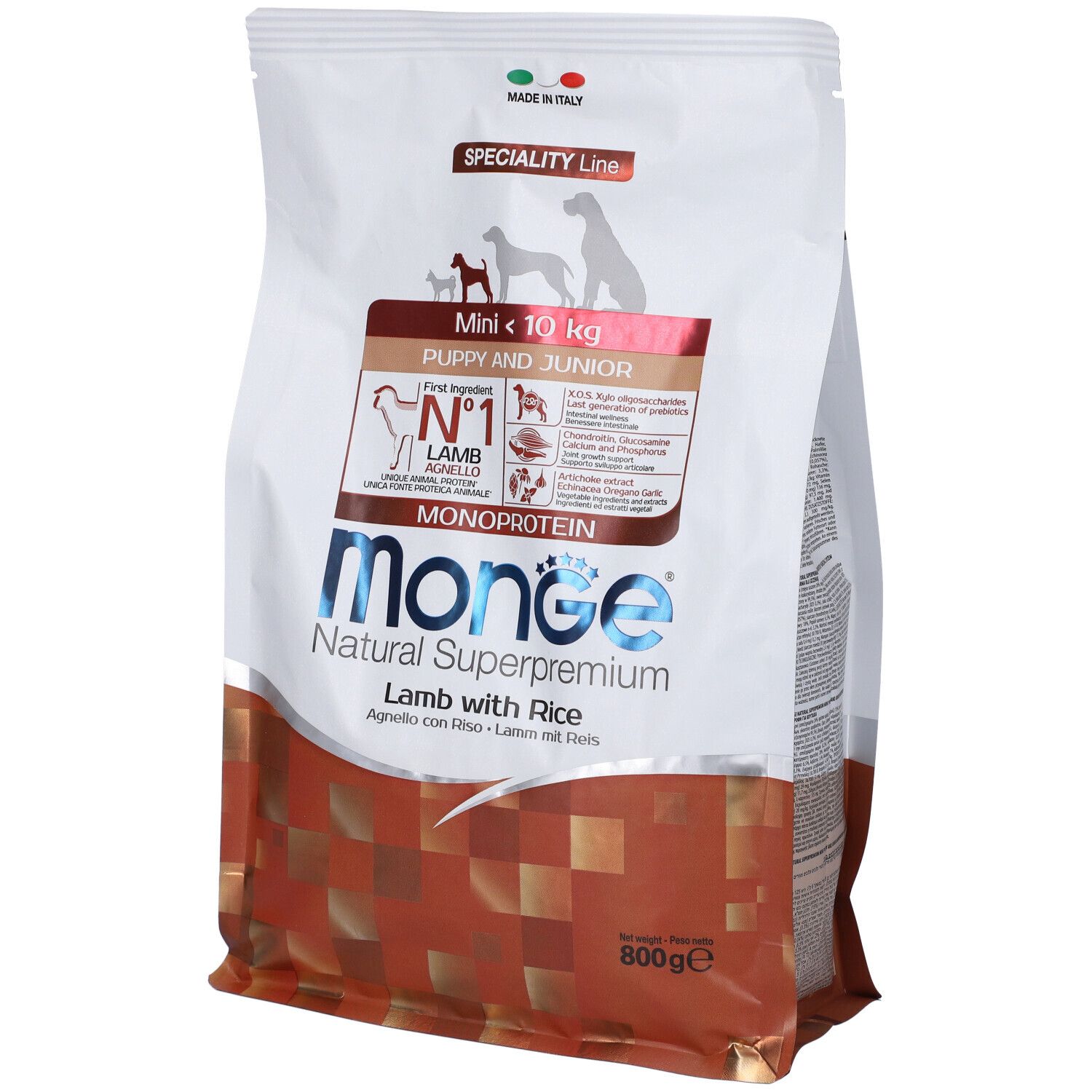 Monge Monoprotein per Cani Mini Puppy & Junior con Agnello & Riso 800g