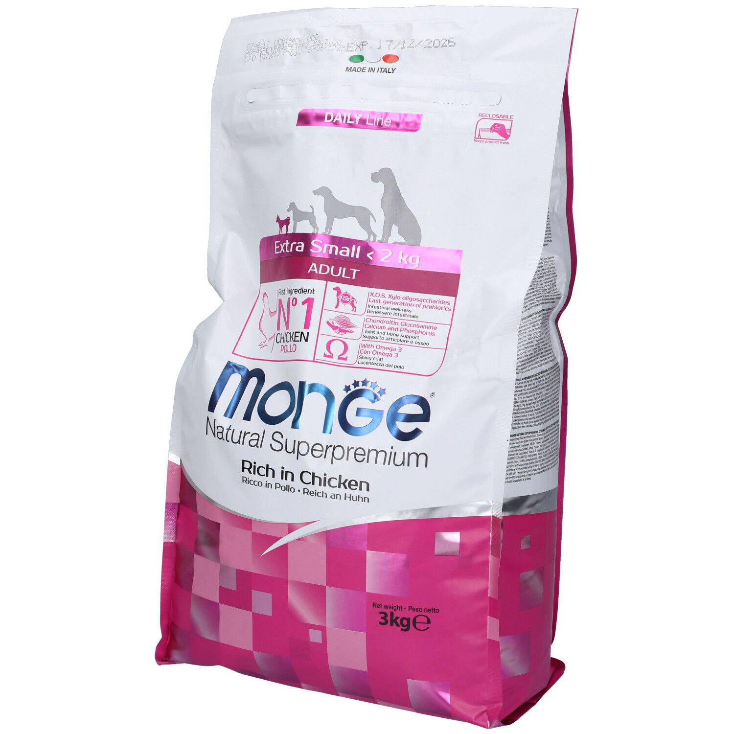 Monge Daily Line per Cani Adult Extra Small con Pollo 3Kg