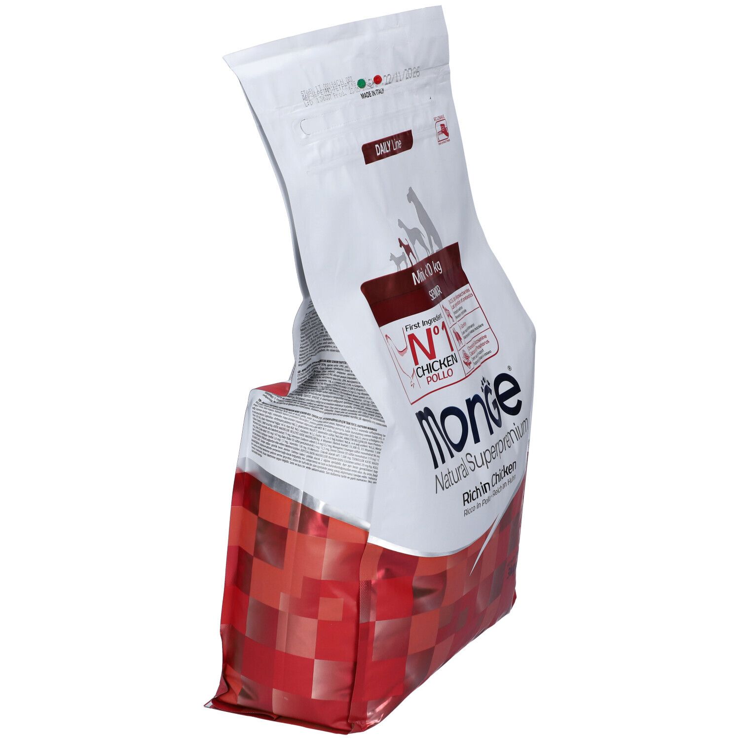 Monge Mini Senior Daily Line Pollo 3 Kg. Confezione aperta. Ingrediente principale: pollo. 3 kg.