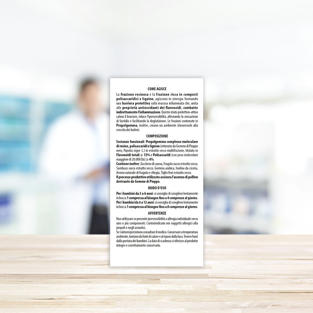 Testo su sfondo bianco. Informazioni sugli ingredienti e l'uso del prodotto.