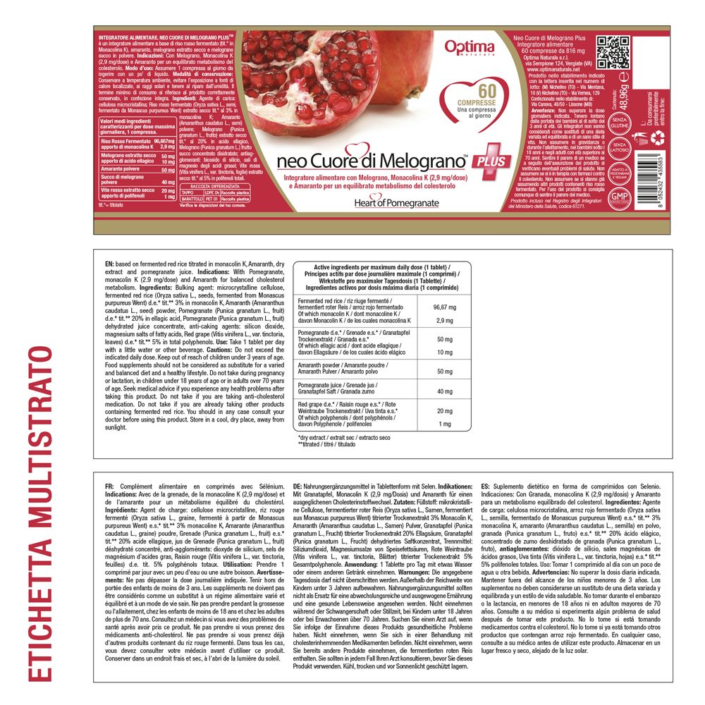 Etichetta con informazioni prodotto, ingredienti e istruzioni d'uso.