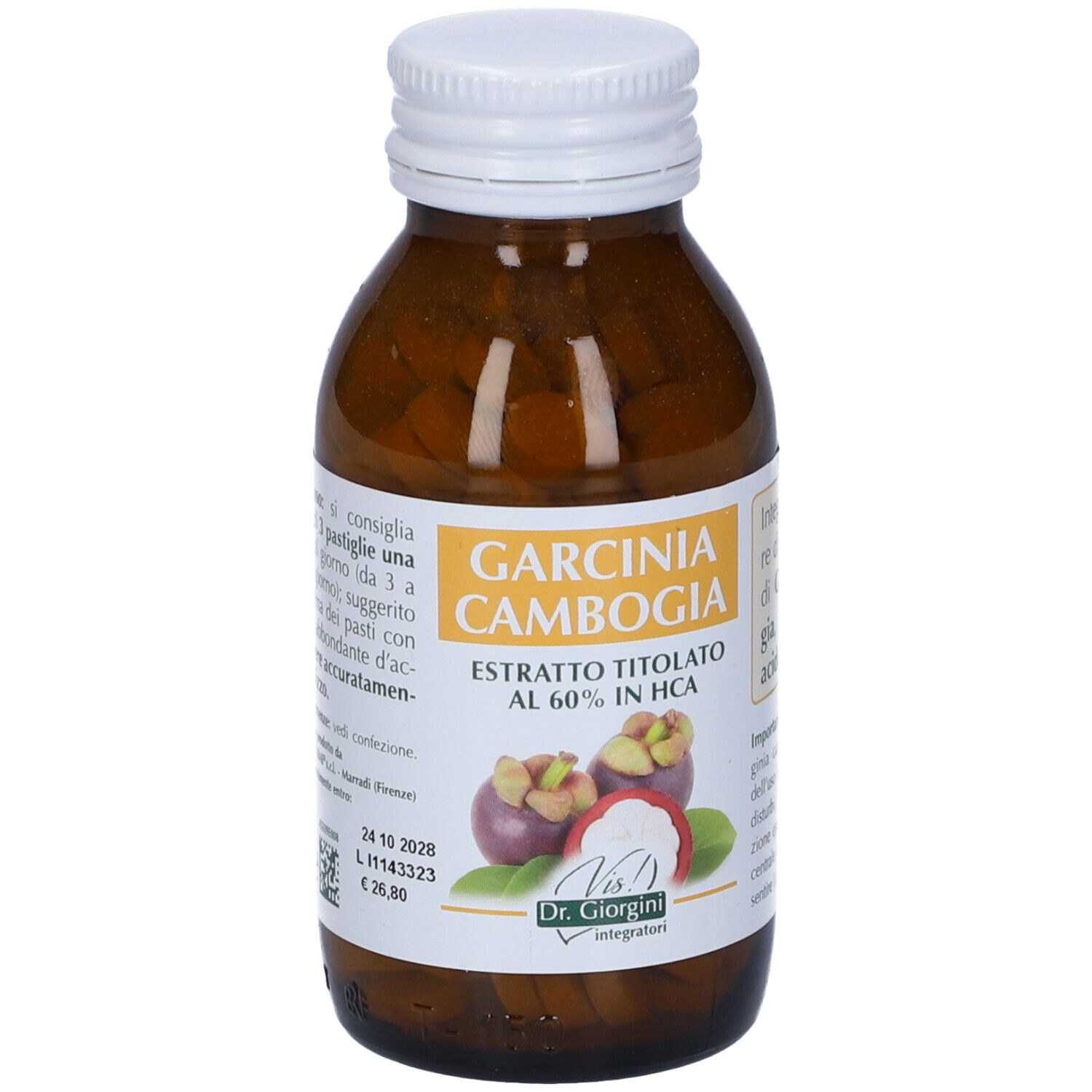 Garcinia Cambogia Estratto Titolato 60% Hca 180 Pastiglie