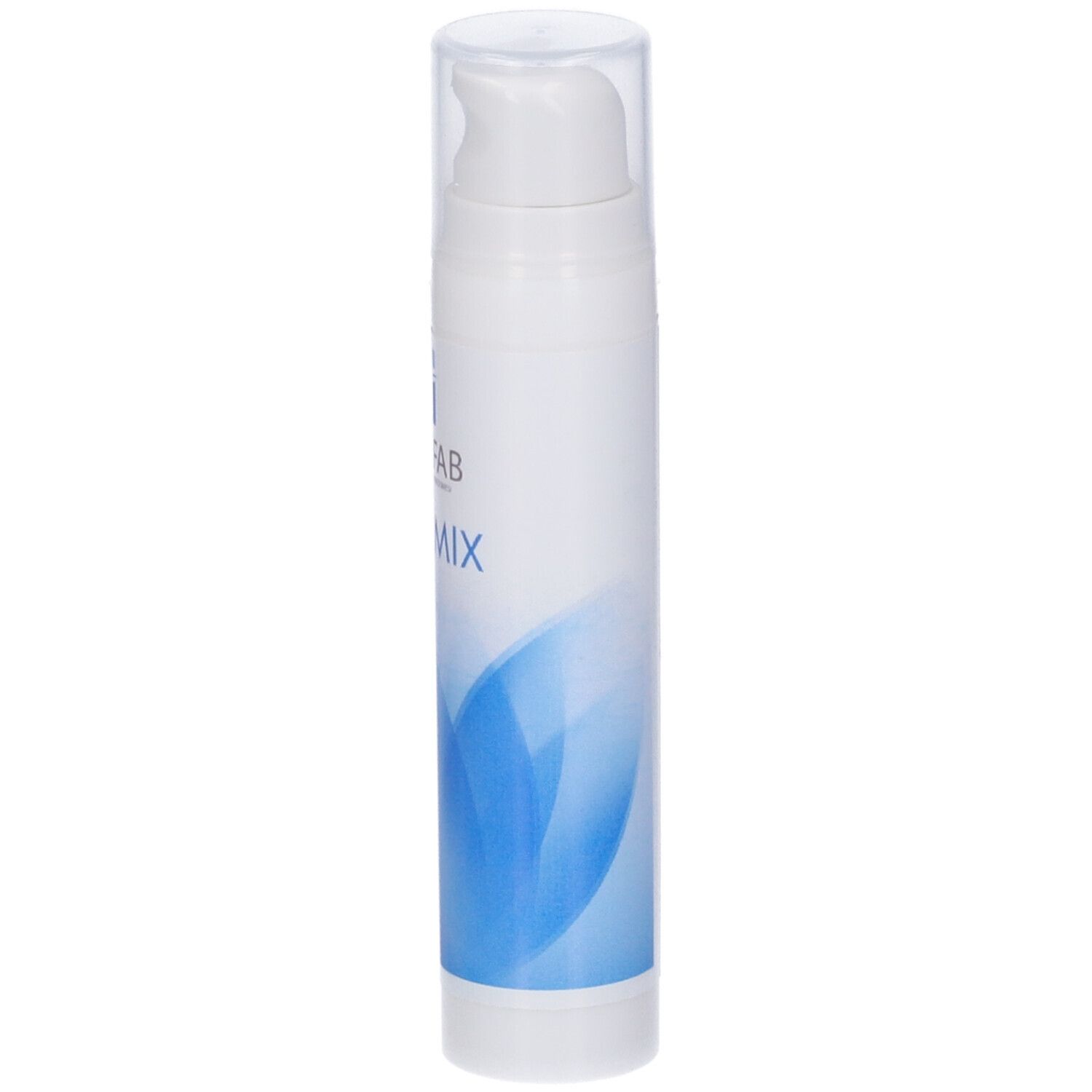 Flacone bianco con erogatore. Scritta: Delifab Edemix. Grafica blu.