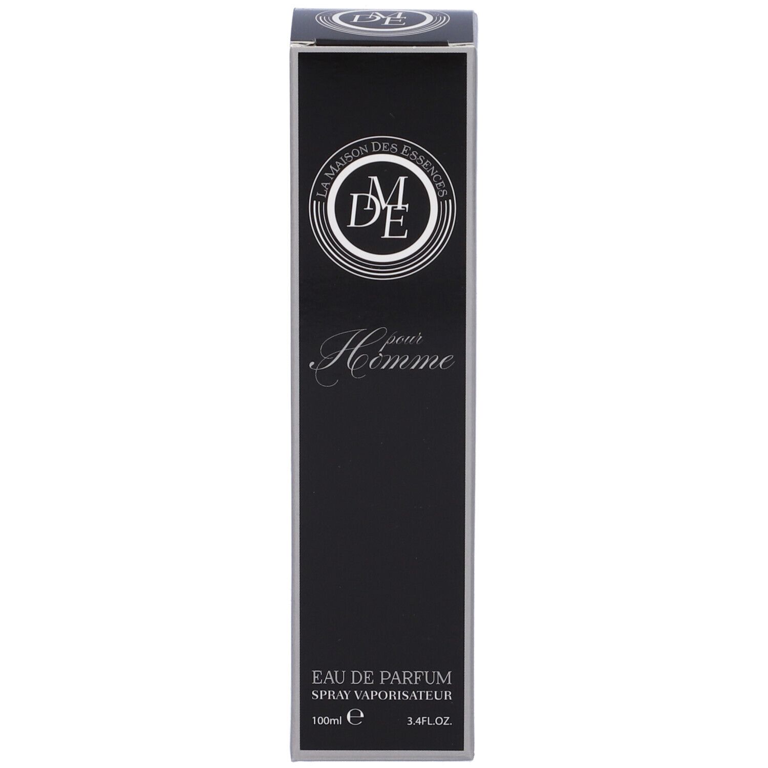 Scatola nera. Scritta: La Maison Des Essences Pour Homme Eau de Parfum Spray Vaporisateur.