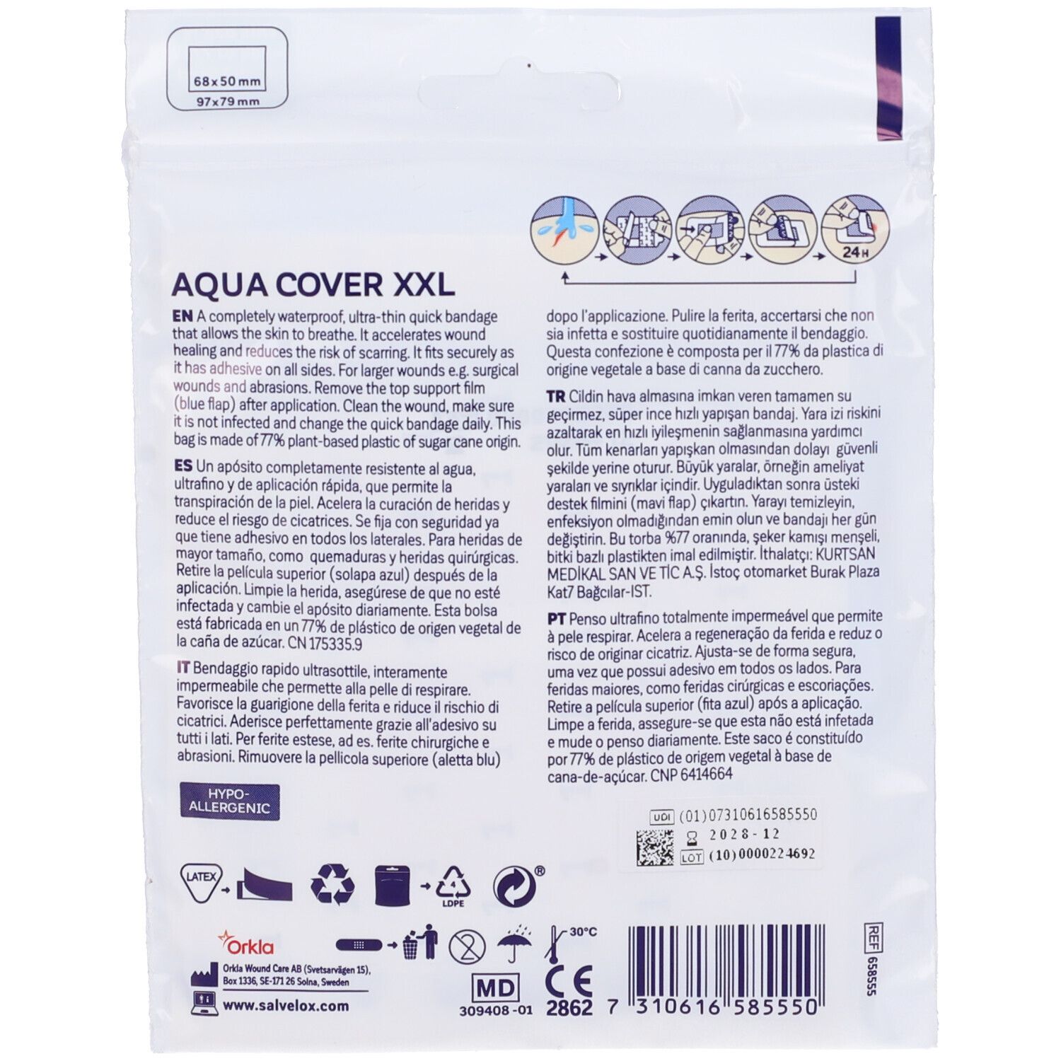 Salvelox Med Aqua Cover XXL Cerotti Waterproof 97mm x 79mm