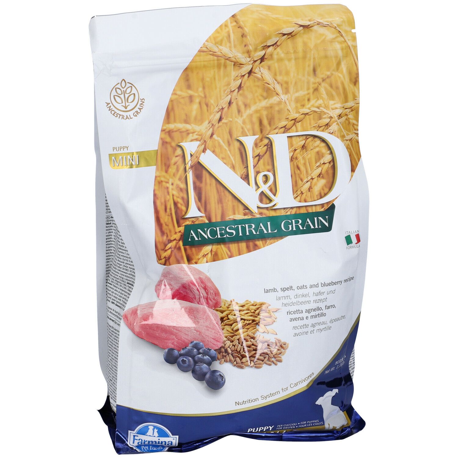 Farmina® N&D Ancestral Grain Canine Lamb & Blueberry - Puppy Mini 800 g