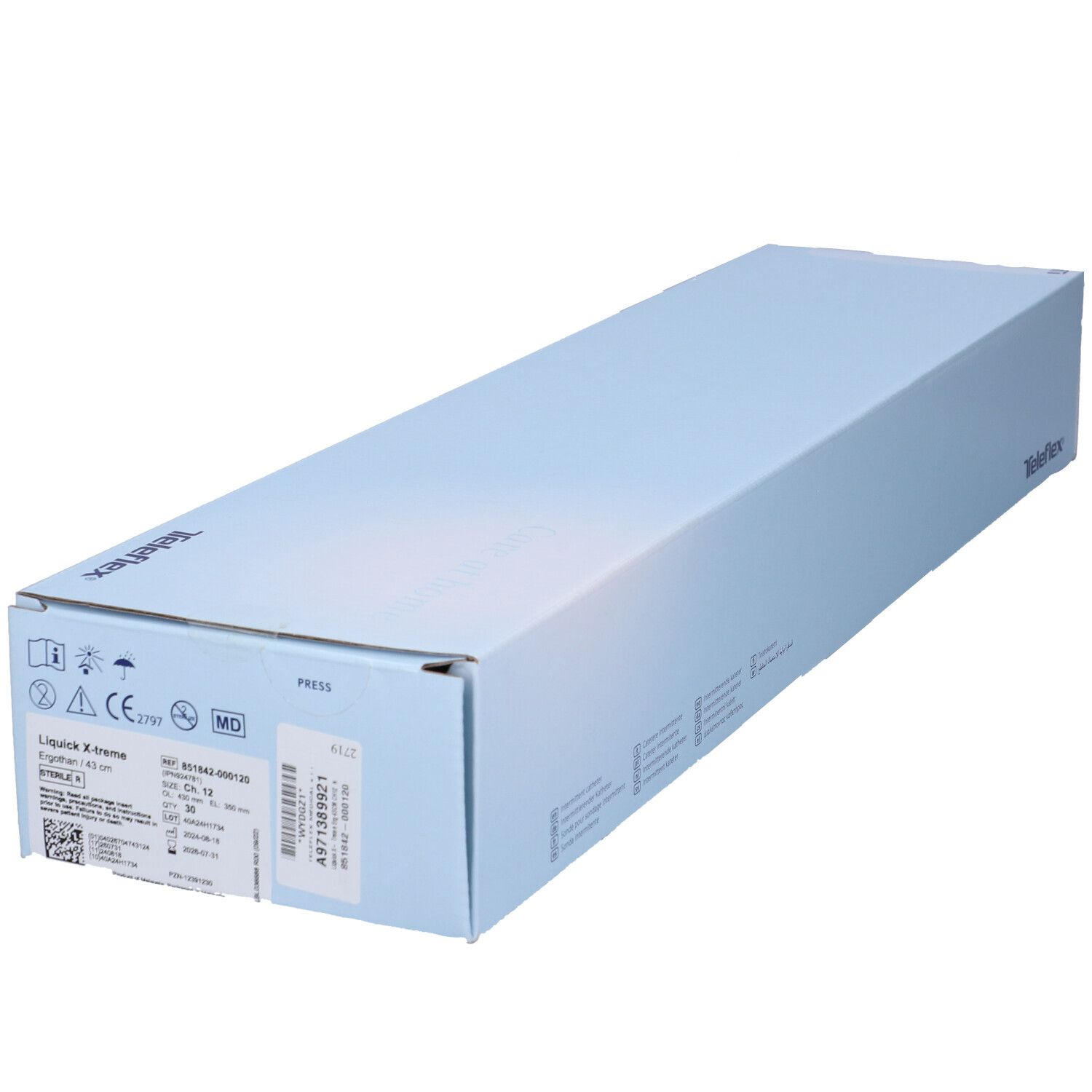 Catetere Vescicale Autolubrificante Liquick X-Treme Rivestimento Idrofilo Diametro Ch12 Lunghezza 43 Cm Punta Ergothan 2 Fori Sfalsati 30 Pezzi