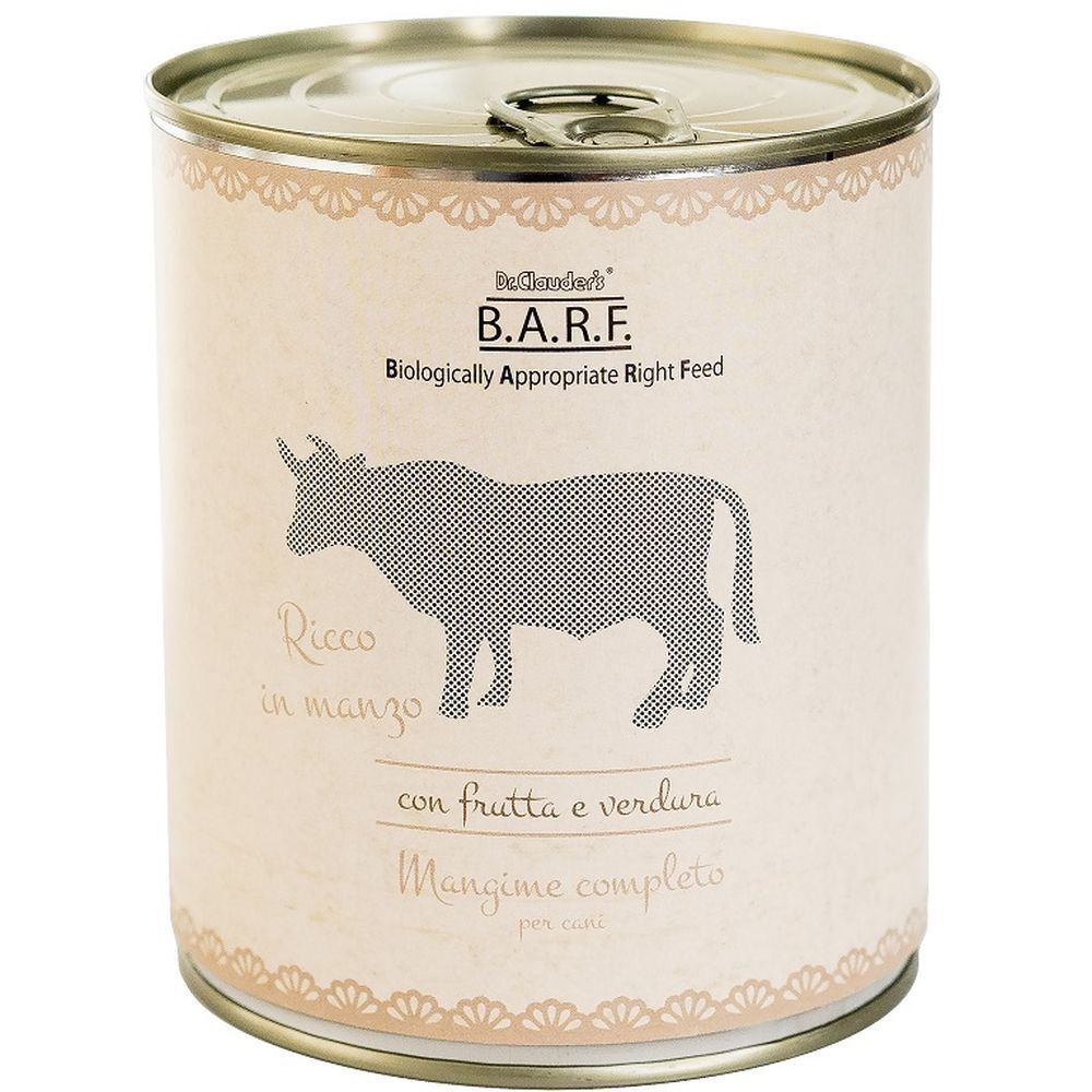 Barf Cane Trito Di Manzo Con Frutta E Verdura 800 G
