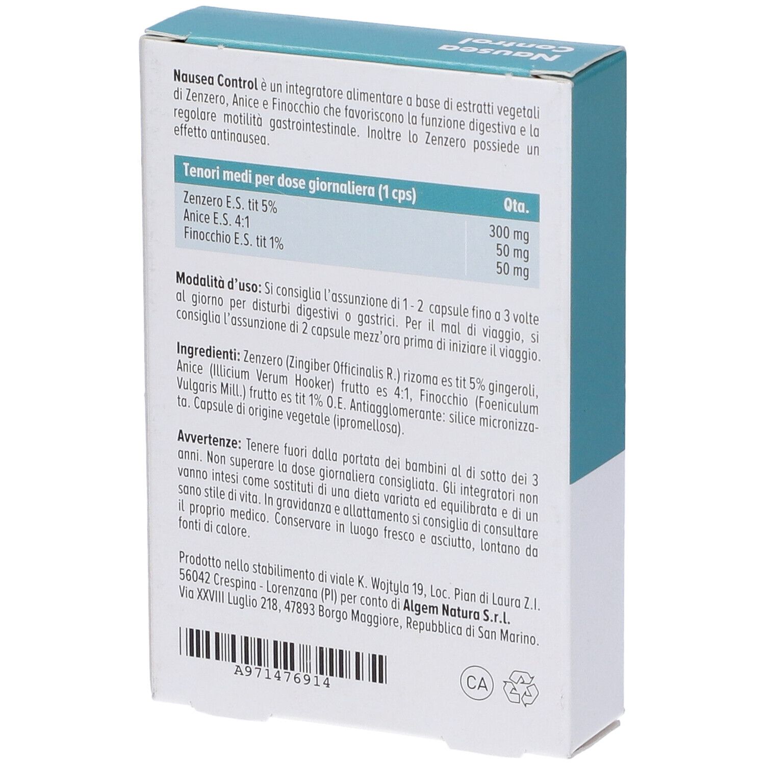 Algem Natura Nausea Control Capsule