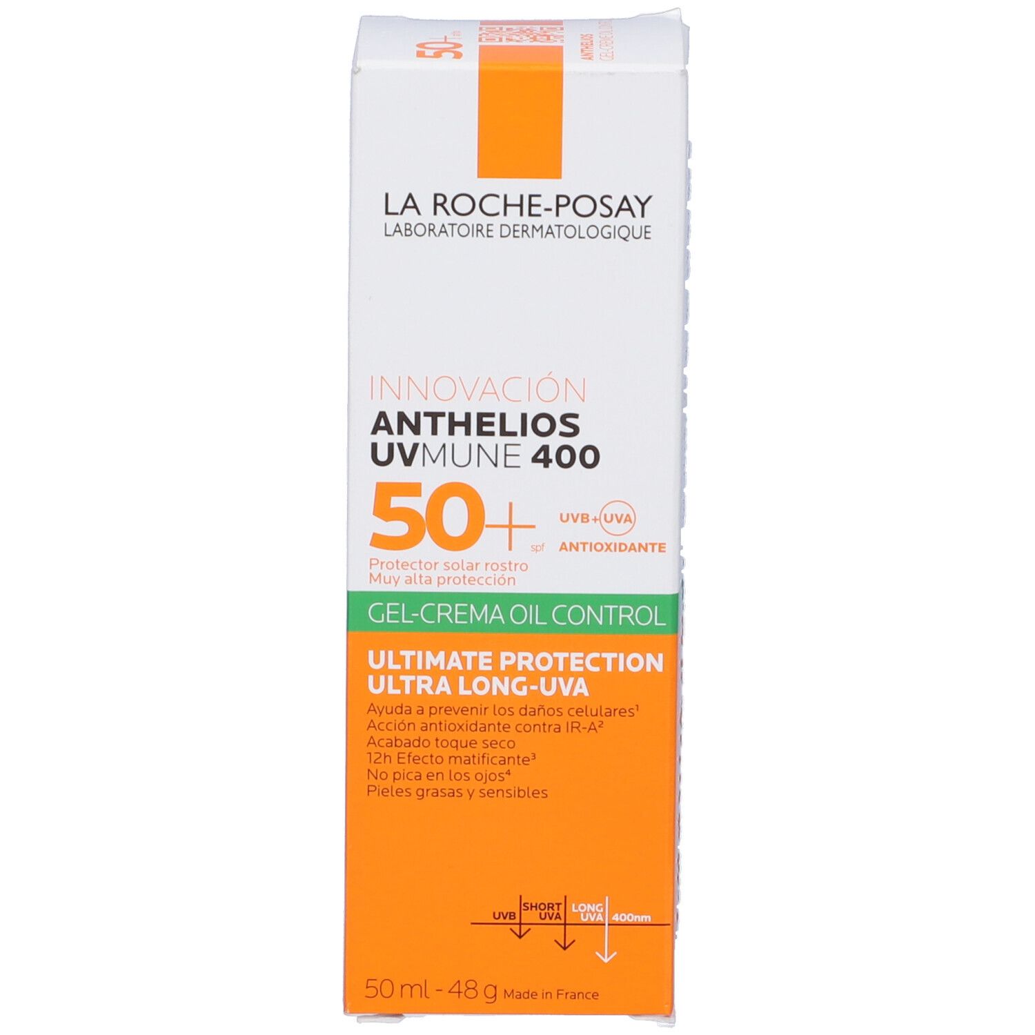 La Roche-Posay Anthelios Gel Crema Solare Viso XL Tocco Secco con Profumo Anti-lucidità SPF50+ 50 ml