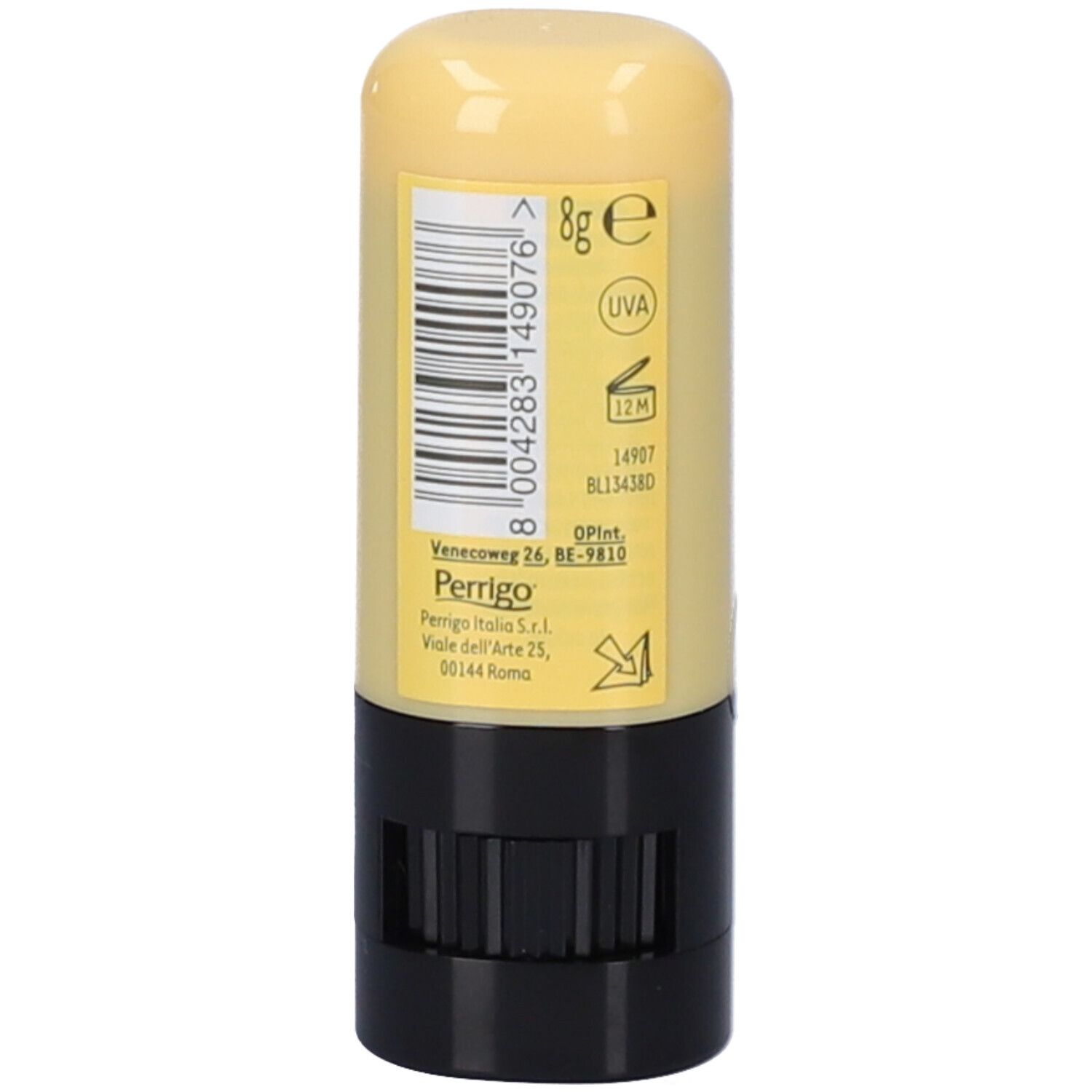 Retro ANGSTROM Protect Stick Solare SPF 50, 8g, con codice a barre e dati del produttore.