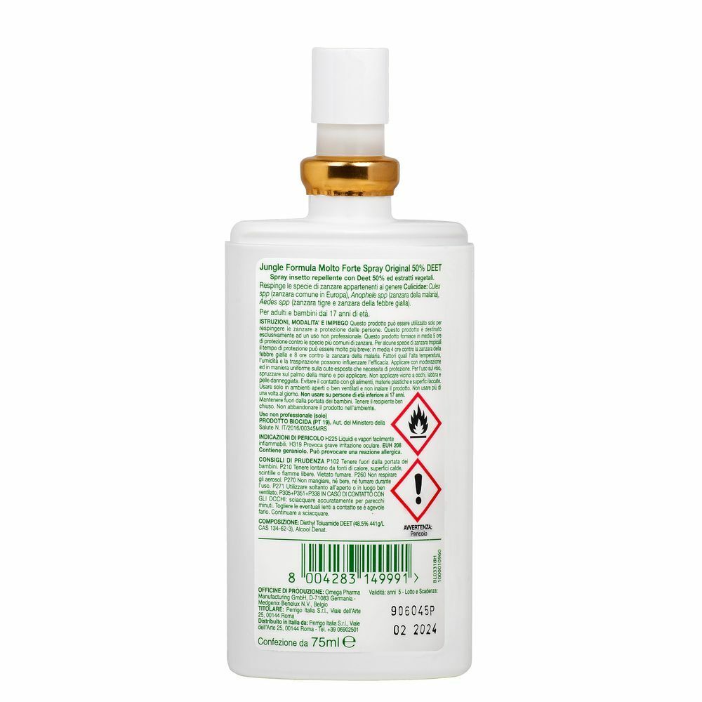 JUNGLE FORMULA Repellente antizanzare spray original Molto forte 75 ml