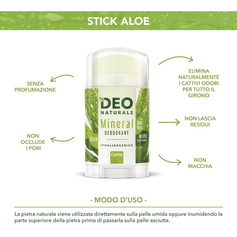 Deodorante stick con Aloe Vera, ipoallergenico. Indicazioni d'uso e benefici.